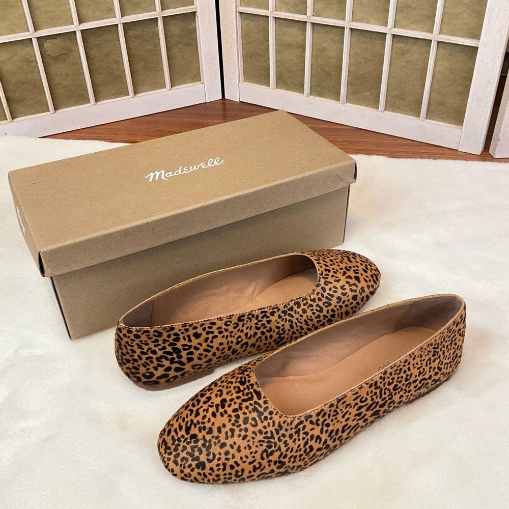 Madewell Cory Flat Leopard Print Calf Hair Sz 8.5